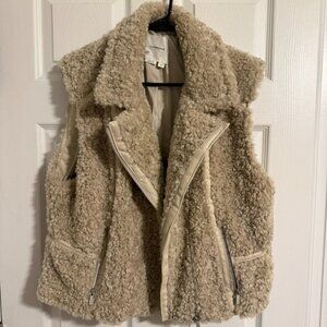 Anthropologie Faux Fur Cream Vest Size XL